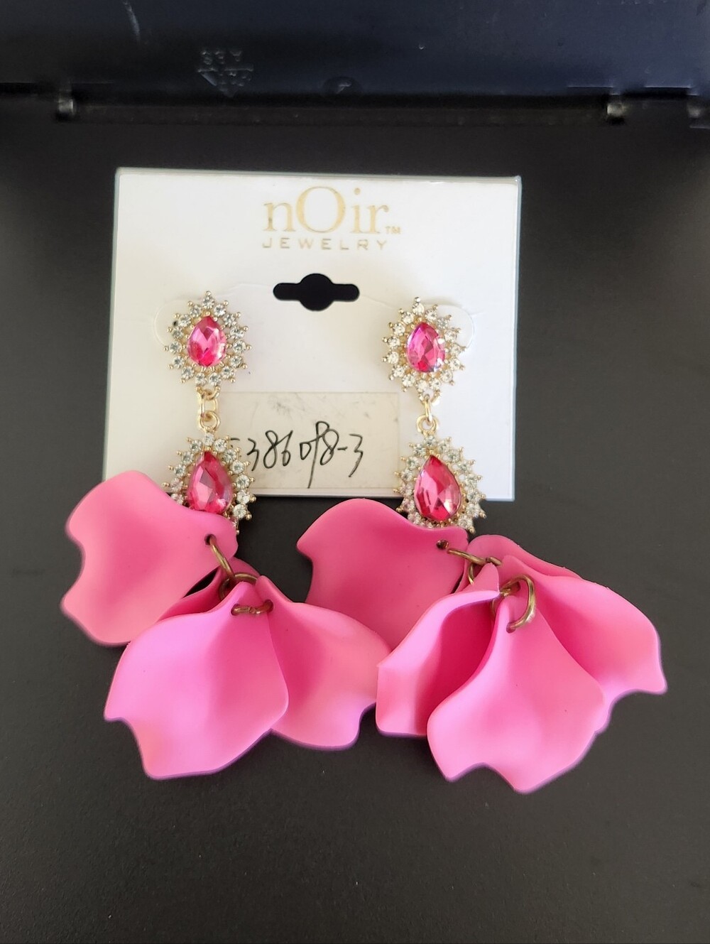 nOir Pink Faux stones Dangle Earrings